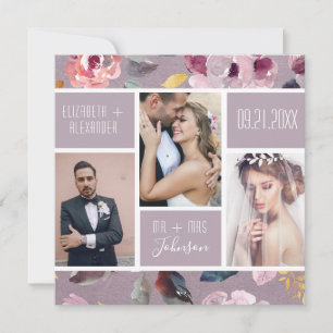 Carte De Remerciements Mariage de collection de photos florales Lilac mod