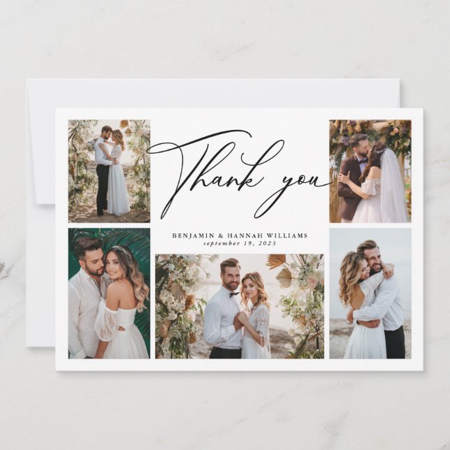 Carte De Remerciements Mariage de collection photo moderne (Devant)