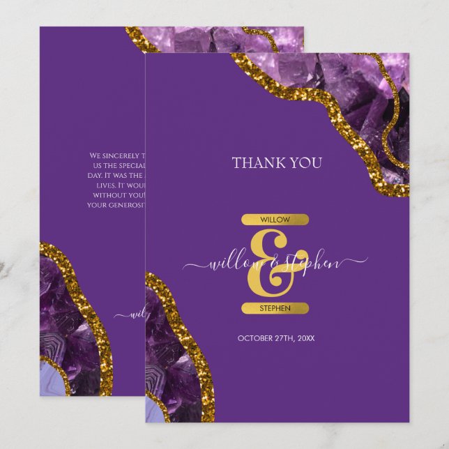 Carte De Remerciements Mariage de  de Parties scintillant de la géométrie (Devant / Derrière)