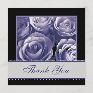 Carte De Remerciements Mariage de dentelle des Roses de Periwinkle