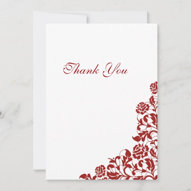 Carte De Remerciements Mariage de dentelle rouge de Crimson classique (Devant)