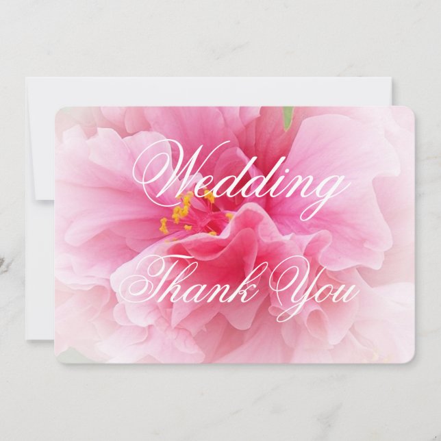 Carte De Remerciements Mariage de design floral rose (Devant)