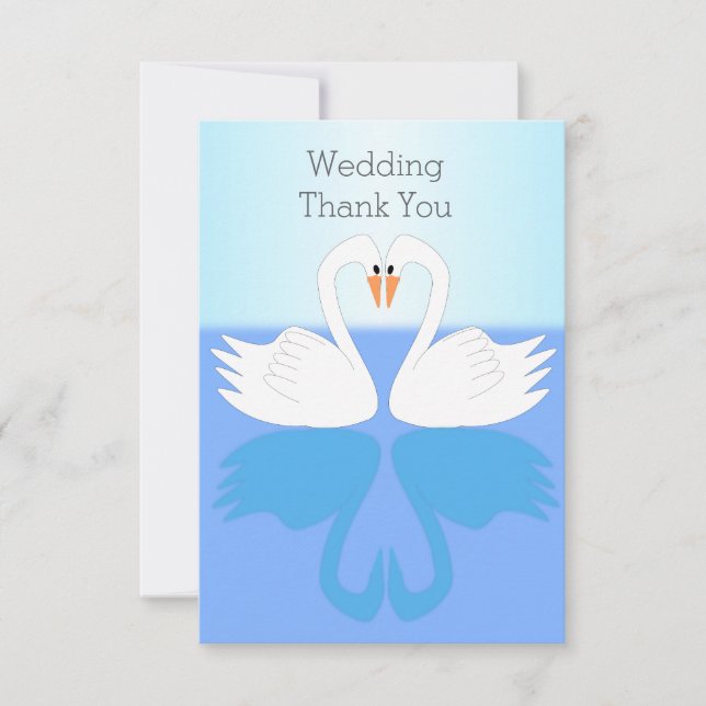 Carte De Remerciements Mariage de design Swans (Devant)