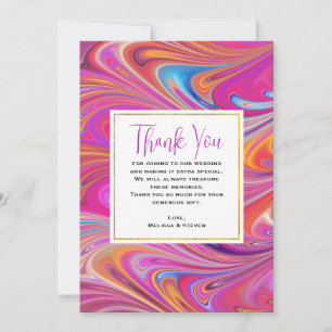 Carte De Remerciements Mariage de design Tourbillonnant Trippy rose et or