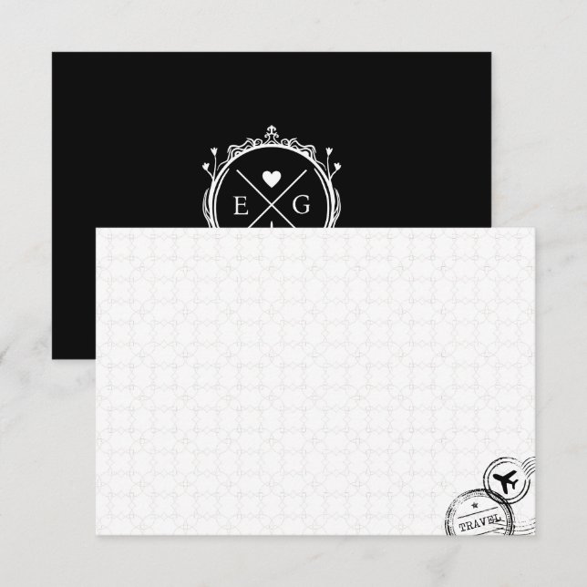 Carte De Remerciements Mariage de destination minimal manuscrit (Devant / Derrière)