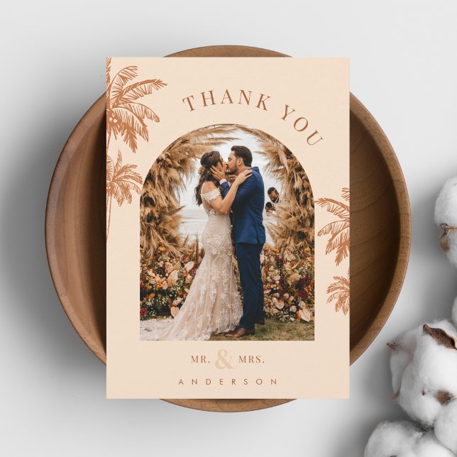 Carte De Remerciements Mariage de Destination sur la Plage aux Palmiers T (Créateur téléchargé)