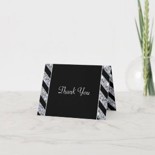 Carte De Remerciements Mariage de diamants et de bandes noires