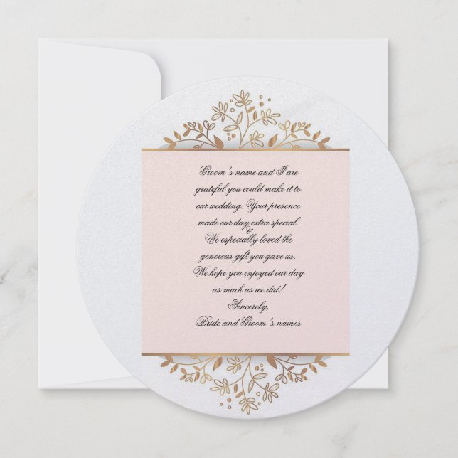Carte De Remerciements Mariage de douceur nuptiale (Devant)