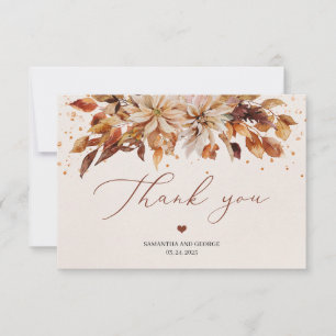 Carte De Remerciements Mariage de feuillage feuille et floral en automne 