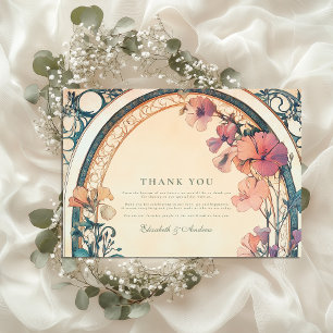 Carte De Remerciements Mariage de fleurs bleu rouille