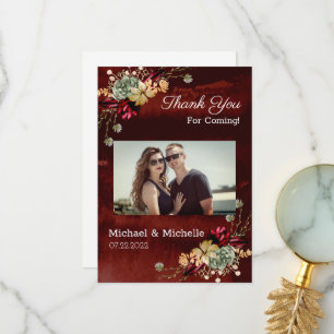 Carte de remerciements Mariage de fleurs Brown rus