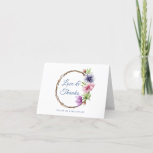 Carte De Remerciements Mariage de fleurs d'anémone aquarelle