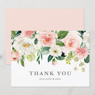 Carte De Remerciements Mariage de fleurs de printemps de l'aquarelle roma
