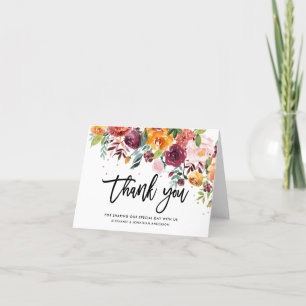 Carte De Remerciements Mariage de fleurs florales de Bourgogne d'automne