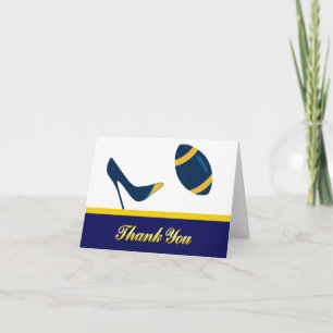 Carte de remerciements Mariage de football bleu et