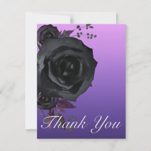 Carte De Remerciements Mariage de goth Rose noir violet