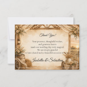 Carte De Remerciements Mariage de grange rustique