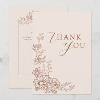 Carte De Remerciements Mariage de jardin botanique en terre cuite Daisy