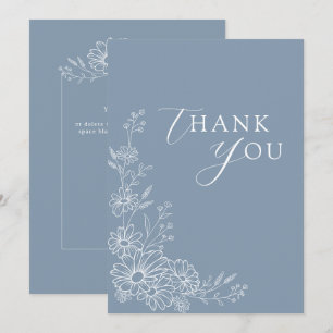 Carte De Remerciements Mariage de jardin chic en bleu poussiéreux avec bo