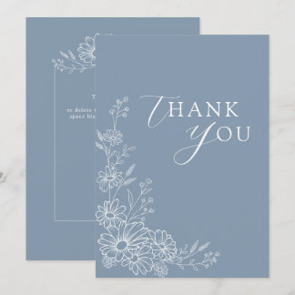 Carte De Remerciements Mariage de jardin chic en bleu poussiéreux avec bo