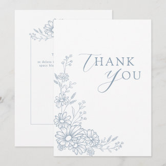Carte De Remerciements Mariage de jardin en bleu poussiéreux botanique av