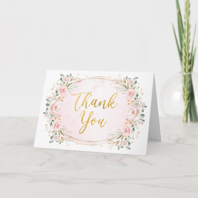 Carte De Remerciements Mariage de Jardin rose vif (Devant)