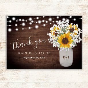 Carte De Remerciements Mariage de la braise rustique Sunflower's Breath M