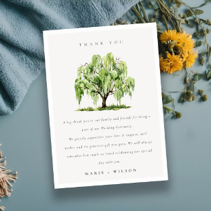 Carte De Remerciements Mariage de la ferme d'arbre sauvage rustique vert 