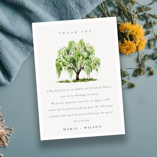 Carte De Remerciements Mariage de la ferme d'arbre sauvage rustique vert  (Créateur téléchargé)