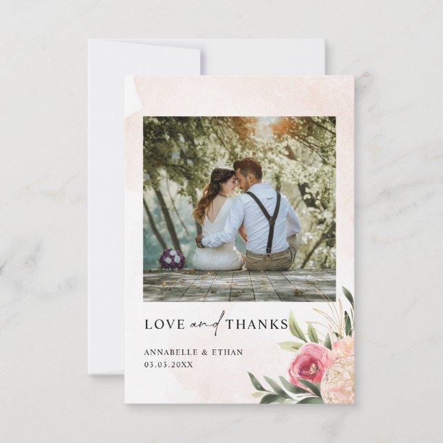 Carte de remerciements Mariage de la fleur de pivo (Devant)