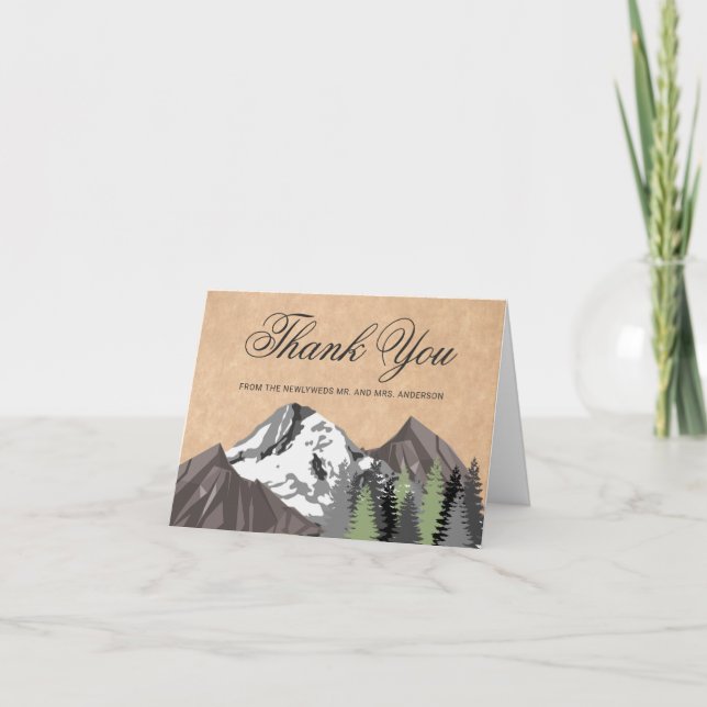 Carte De Remerciements Mariage de la forêt de Kraft (Devant)