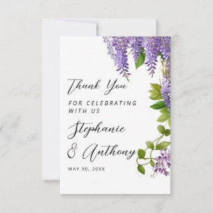 Carte De Remerciements Mariage de la glycine violette à pendaison botaniq