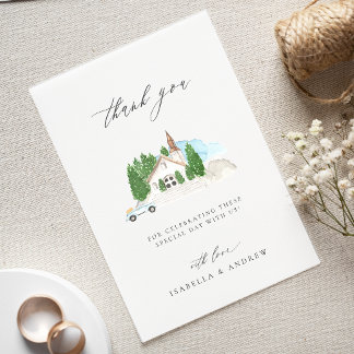 Carte De Remerciements Mariage de la Maison d'aquarelle italienne