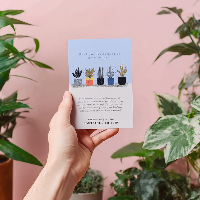 Carte de remerciements Mariage de la maison modern (Modern flat colorful house plants thank you card)