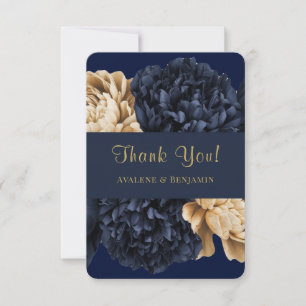 Carte de remerciements Mariage de la marine Gold W