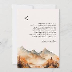 Carte De Remerciements Mariage de la montagne Fall avec photo