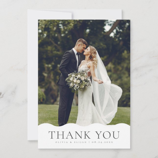 Carte De Remerciements Mariage de la photo Wavy Curvy (Devant)