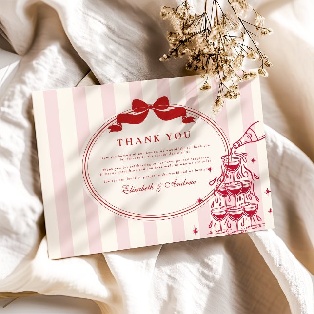 Carte De Remerciements Mariage de la tour de Champagne Whimsical (Créateur téléchargé)