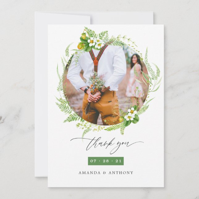 Carte De Remerciements Mariage de la verdure des forêts boisées Photo (Devant)