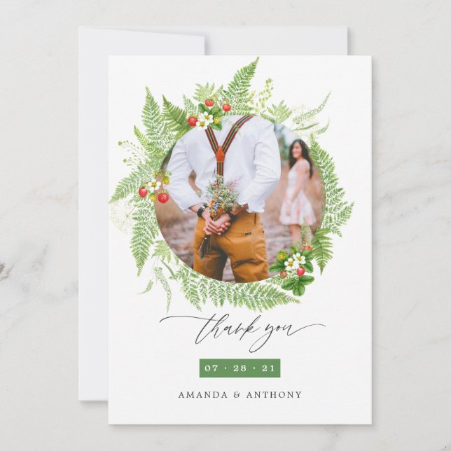 Carte De Remerciements Mariage de la verdure des forêts boisées Photo (Devant)