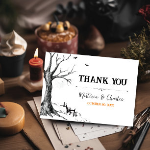 Carte De Remerciements Mariage de l'arbre d'Halloween de la veille de la 