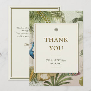 Carte De Remerciements mariage de message personnalisé de palme de paon t