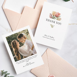Carte De Remerciements Mariage de message photo Delicate Tulip Watercolor