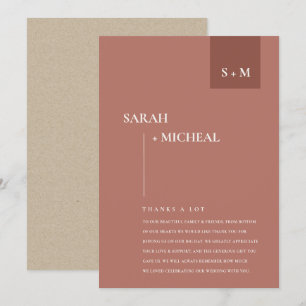 CARTE DE REMERCIEMENTS MARIAGE DE MONOGRAMME DE POUSSIÈRE MINIMAL SCANDI 
