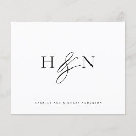 Carte de remerciements Mariage de monogramme éléga