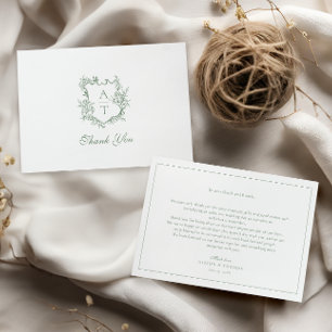 Carte De Remerciements Mariage de monographie de crête verte Sage