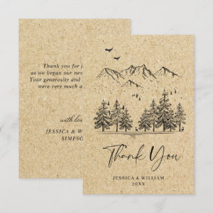 Carte De Remerciements Mariage de montage en papier Kraft simulé