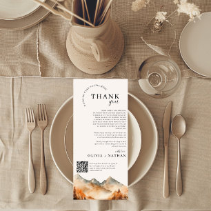 Carte De Remerciements Mariage de montagne de automne avec code QR