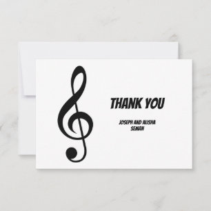 Carte De Remerciements Mariage de musique moderne Black and Wien