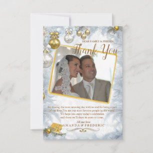 Carte de remerciements Mariage de Noël blanc